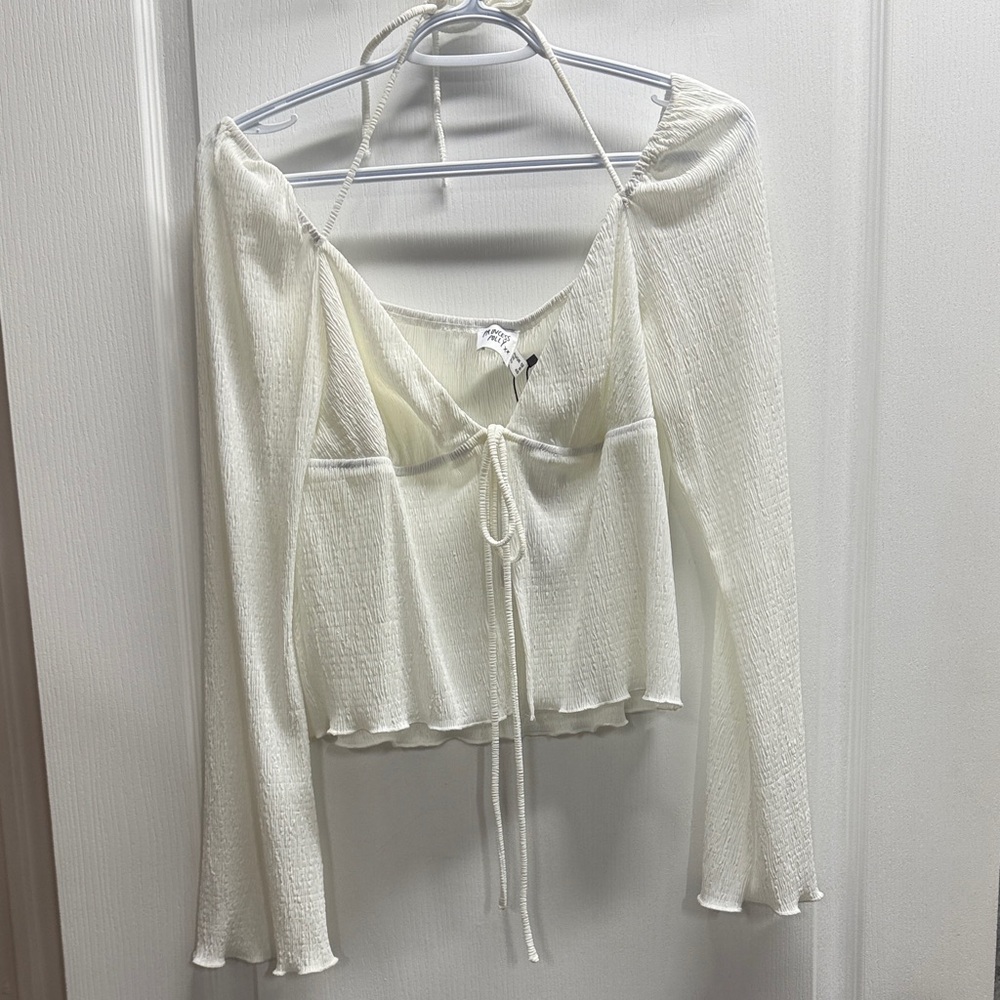 Princess Polly Cream Tie-Front Top - Picture 2 of 5